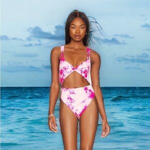 NEW Rays For Days Belle One Piece Swimsuit Monokini in Hot Pink Crystal Large